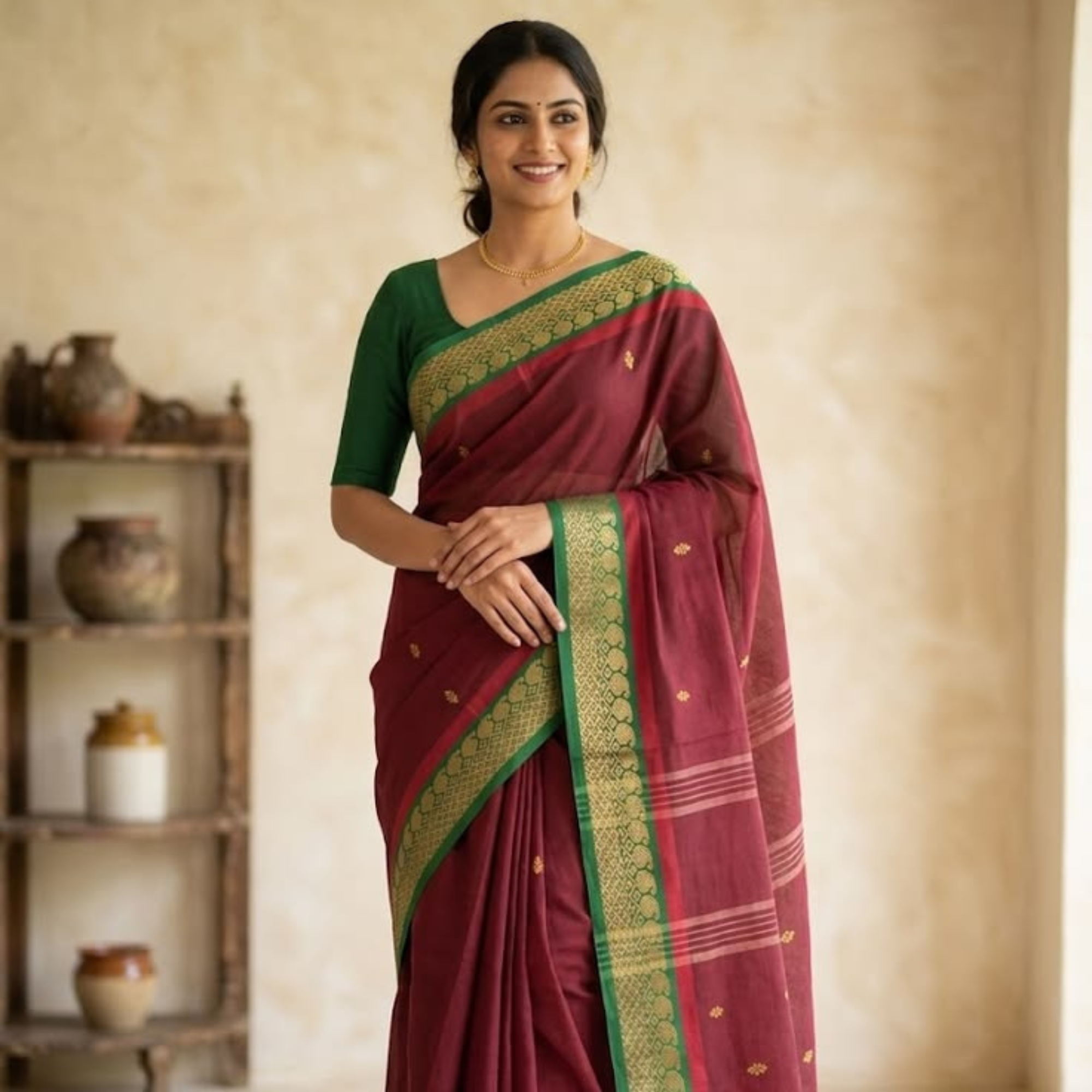 Handloom Maheswari Silk Cotton