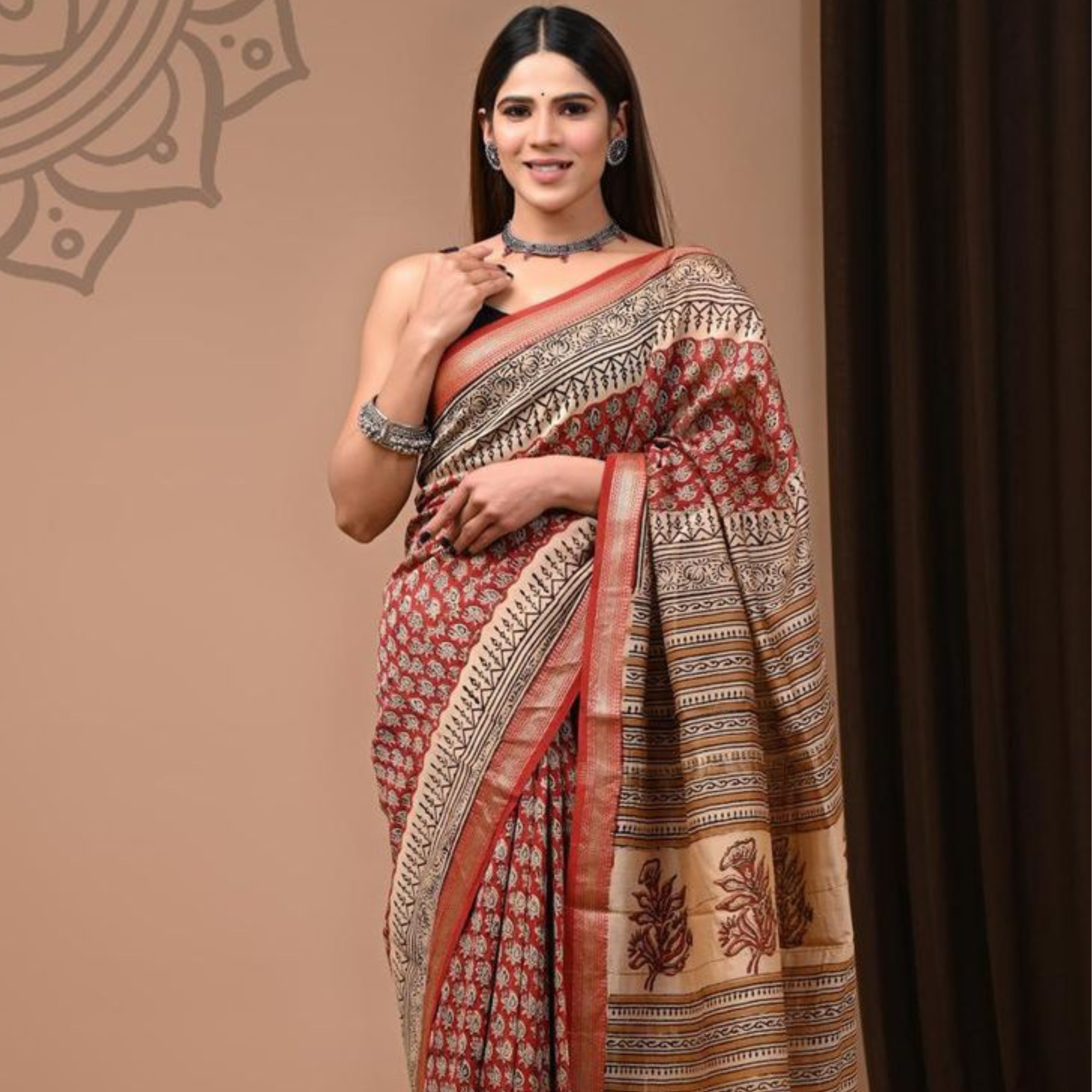 Bagru Print Maheswari Silk Cotton